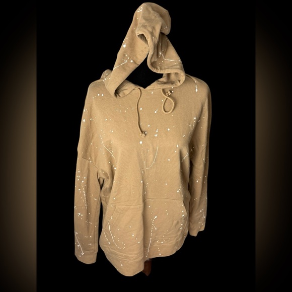 PacSun Oversized Fit Brown Hoodie with White Paint Splashes NWT - Picture 1 of 10